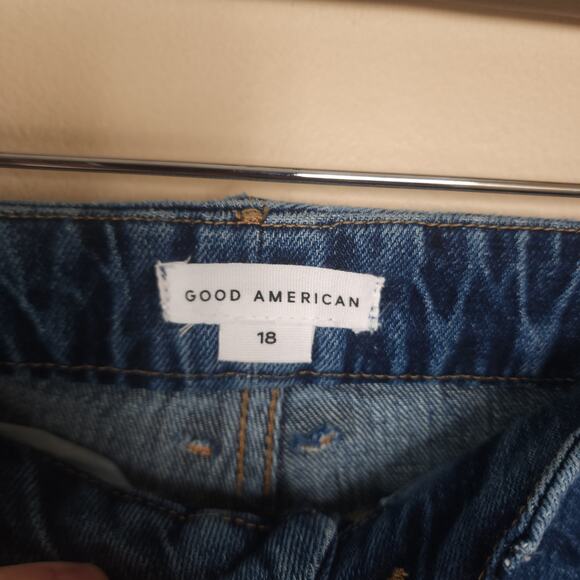 Good American Good Boy Double Split Hem Jeans Dark Wash Size 18 NWT - Picture 10 of 12